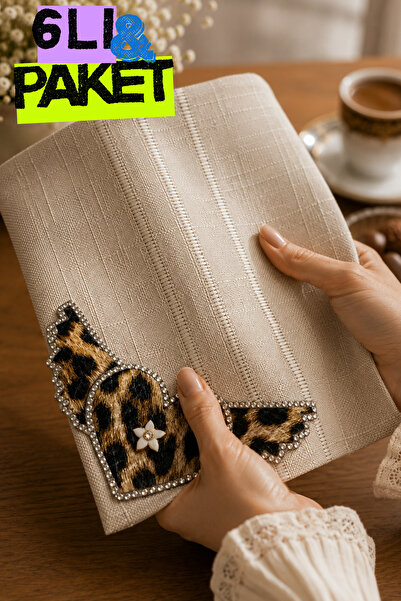 Lurji Set of 6 Leopard Patterned Stone Embellished Coffee Presentation Trays ...