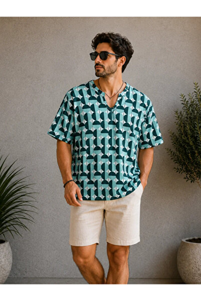 FıttingRoom Oversize Patterned Bohemian Tshirt