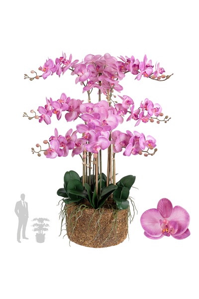 Roberto Rossi Orhidee artificiala roz cu aspect H90 cm cu 9 tulpini