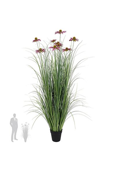 Roberto Rossi Iarba artificiala Onion 120 cm cu 5 flori de crizantema mov