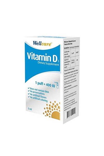 Wellcare Vitamin D3 İçeren Diyet Takviyesi 5 ml 1 Fıs 400 IU
