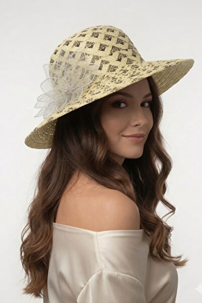 Mollycrush Patterned Straw Fedora Elegant Summer Women's Fashion |   Yellow C...