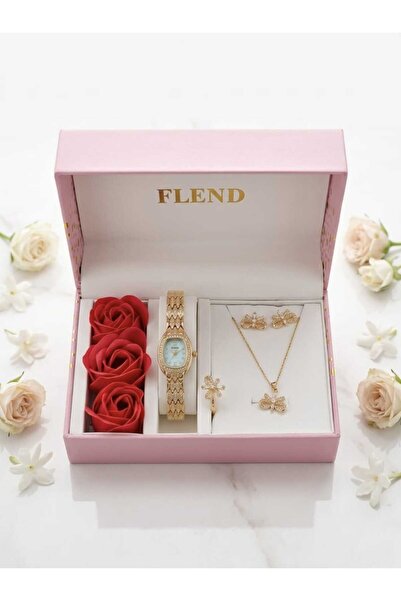 STRIVA Women's Luxury Watch Necklace Ring and Earrings Set in a Gift Box with...