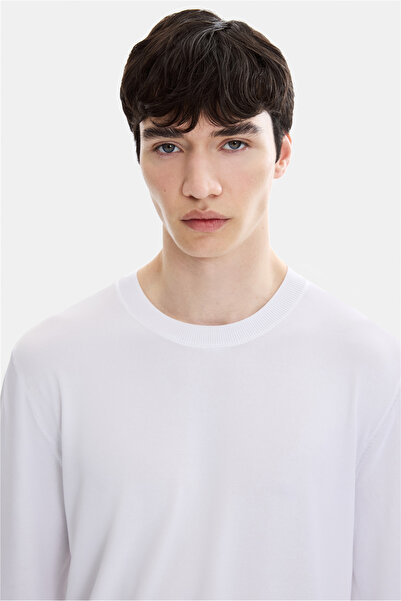 Back And Bond White Regular Fit Crew Neck Seasonal Knitwear