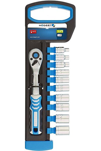Hogert 1/4" ratchet wrench and 10 different sockets-HT1R334