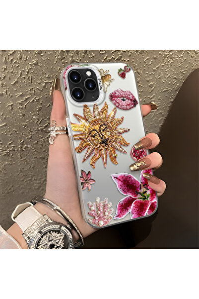 PATTERNOVA iPhone 11 Pro Max Uyumlu Yüksek Kalite Retro Güneş Ay Desenli Kılıf