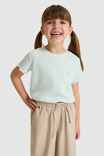 U.S. Polo Assn. Tricou de bază verde acvatic pentru fete 50325610-VR083