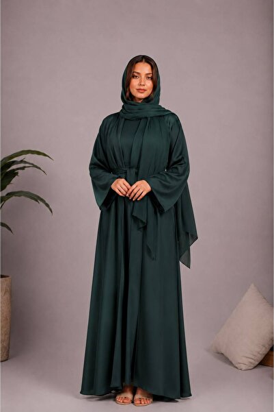 Ophelia Raina Abaya – Luxury Flowing Black Abaya with Soft matching Hijab