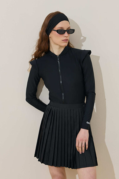 Fahhar Pleated Swimsuit Skirt Black