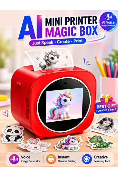 zeetwo AI Mini Printer Magic Box – Smart Thermal Sticker Printer with HD Screen