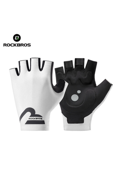 Choice4 قفازات ركوب الدراجات ROCKBROS L S407 بيضاء، قفازات نصف إصبع عالية الم...