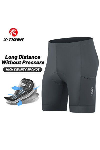 Choice1 شورت ركوب الدراجات XL رمادي اللون من X-TIGER بثلاثة جيوب ومبطن بجل 5D...