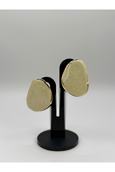 mize Cream Steel Earrings Minimal and Modern Design