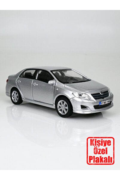 bebeym Toyota Corolla Metal Oyuncak Araba - Kişiye Özel Plakalı - Gri