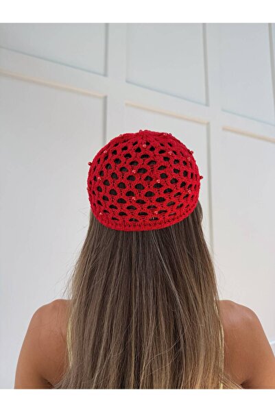 fujya Pearl Detailed Mesh Knitwear Beanie