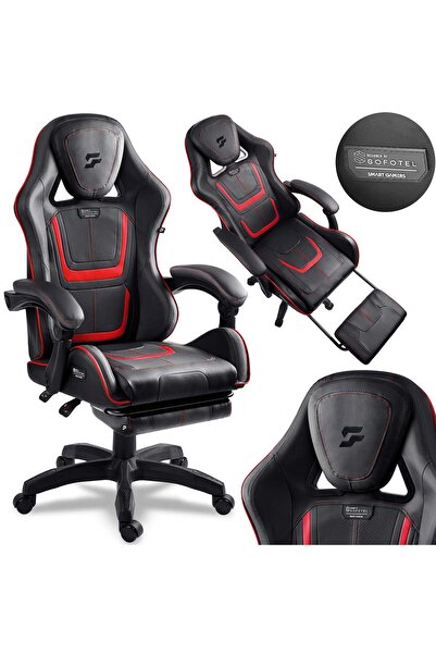 SOFOTEL Scaun de gaming, scaun de gaming pivotant, scaun tip scoică cu suport...