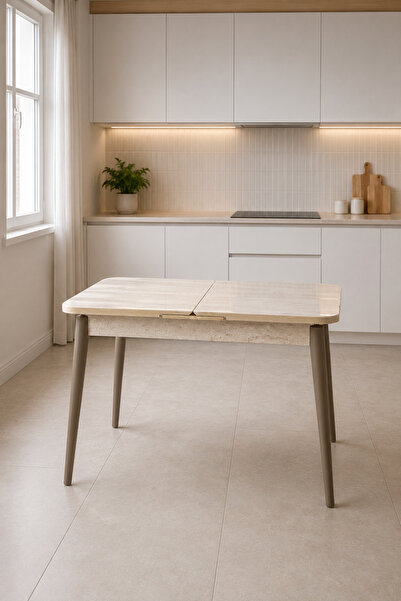 Atolye Casa 80x130cm Traverten MDF Açılır Mutfak Masası Crea Model