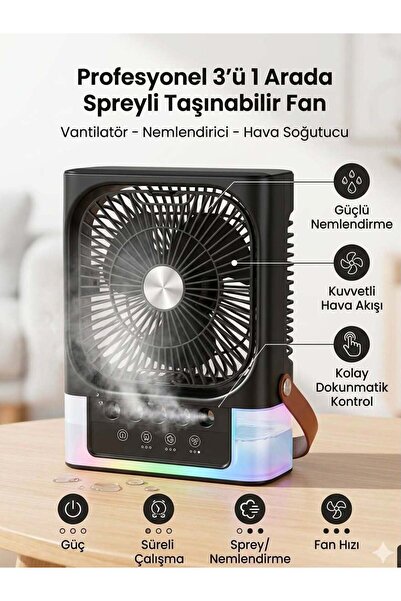 MRKAY RGB IŞIKLI MASAÜSTÜ SU SPREYLİ SERİNLETİCİ TAŞINABİLİR FAN SOĞUTUCU