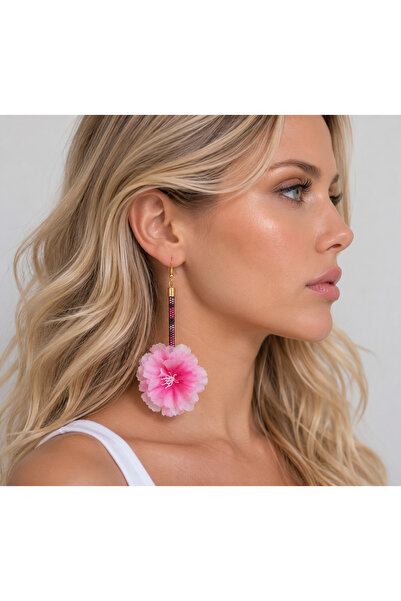 Bukiro Stone-Embellished Flower Dangle Earrings – Bohemian Summer Women's Ear...