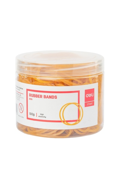 Deli Benzi elastice pentru bani, cutie de plastic 100g