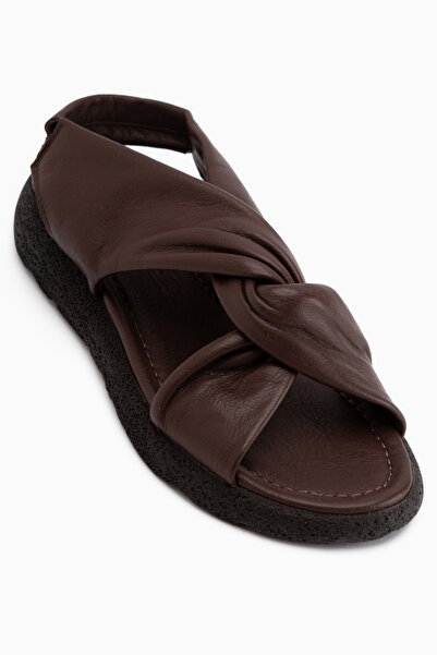Limoya Jennie Genuine Leather Brown Cross-Strap Women's Sandals