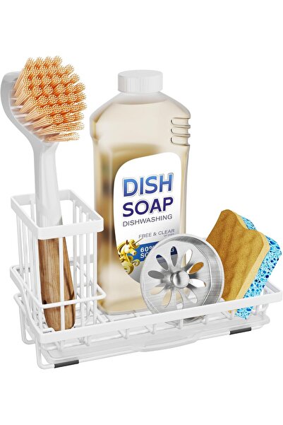 Arabest Sink Caddy,Sponge Holder,Kitchen Sink Organizer,High Brush Holder,Sta...