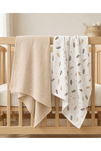 ngn collection 2-Piece Baby Muslin Blanket 80X80 cm 100% Cotton – Single Laye...