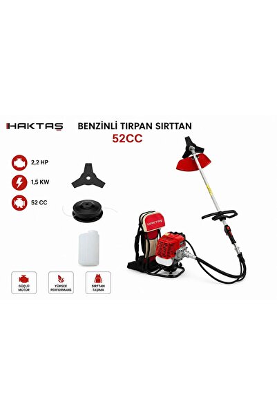 haktaş 52CC Benzinli Sırt Tipi Tırpan 2.2 HP 1.5 KW Profesyonel Ot Çim Biçme ...