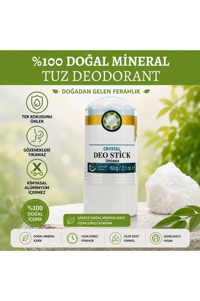 E-DOĞAL MARKET DOĞAL KAYA TUZU Doğal Kristal Tuz İçeren Roll-on Stick 60gr Un...