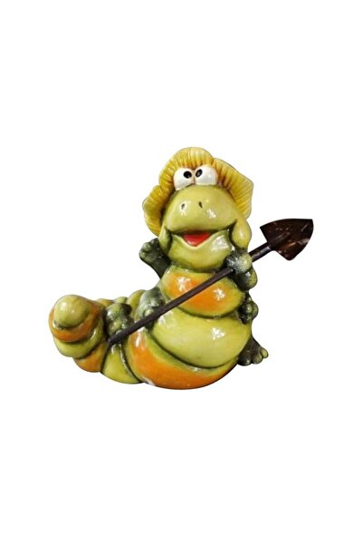 Goliat Figurină ceramică - Omida verde cu lopată și pălărie