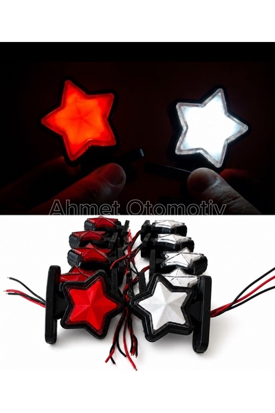 AHMET OTOMOTİV (1 ADET) MİNİ YILDIZ TAKOZ LED LAMBA KIRMIZI-BEYAZ 12VOLT-24VOLT