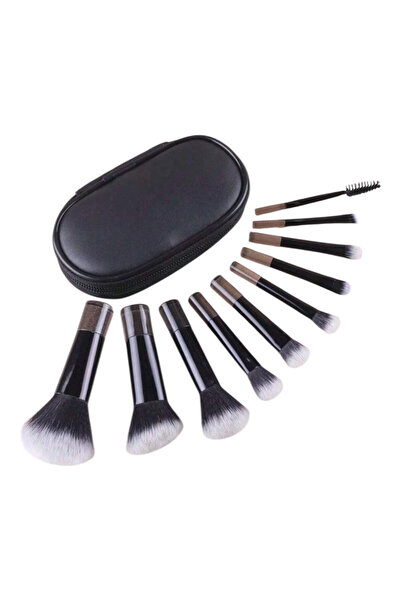 OEM Pensule makeup, set mini 10 bucati, portabile, husa
