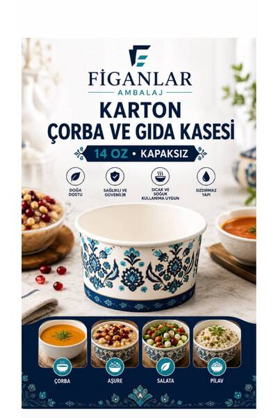 figanlar ambalaj 14 Oz Karton Gıda Kasesi Kapaksız Çorba Aşure ve Tatlı Kabı ...