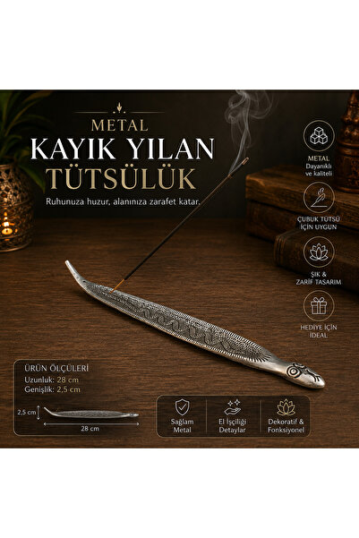 İki Yedi Konsept Metal Yılan Figürlü Kayık Tütsülük Çubuk Tütsü Yakma Standı ...