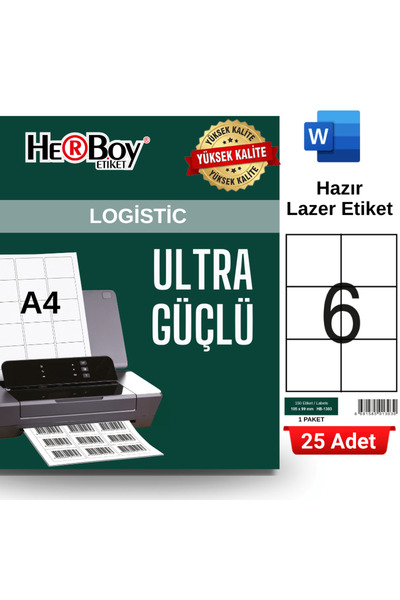 HB-1303 105 x 99 mm A4 Laser Etiket (25 Adet)