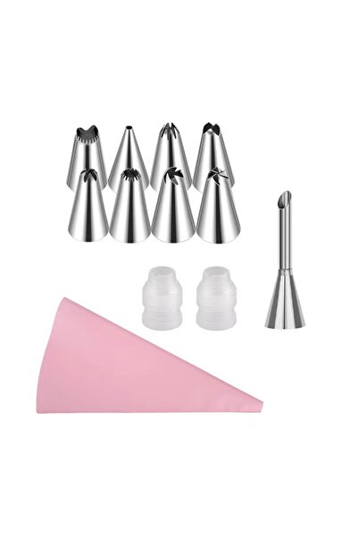 Choice9 F07-12Pink Silicone Piping Bags and Tips Set Cake DIY Decorating Kit ...