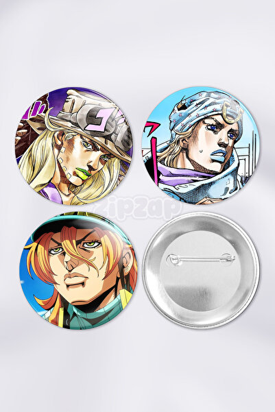 ZipZap Steel Ball Run JoJo Anime Animasyon Çanta Rozet İğneli Buton Rozet Set...