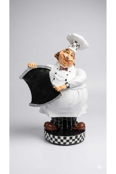Dekoromi Dekoratif Aşçı Obje Biblo Heykel (41x26 cm) Mutfak Restoran Figürü