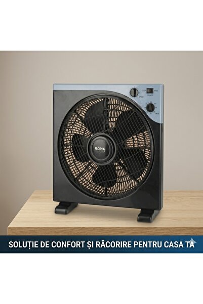 Floria Ventilator de Pardoseală Compact, 40W, Diametru Elice 30 cm, 3 Trepte ...