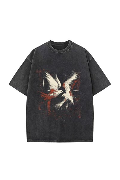 valeriae Μπλουζάκι Unisex Oversize με μινιμαλιστικό κέντημα και λαιμόκοψη V