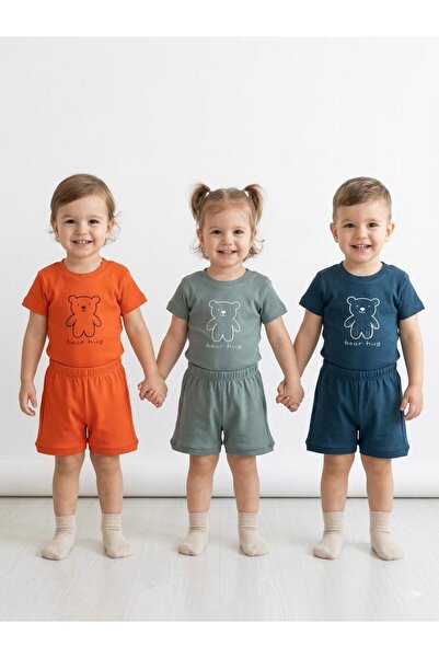 babykugu 3-Piece 100% Cotton Short Sleeve Baby Bodysuit and Shorts Set