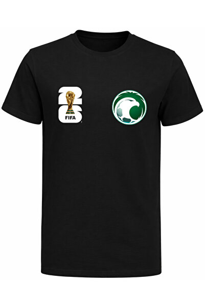Efendioğlu Design تي شيرت قطني مطبوع عليه شعار المنتخب الوطني السعودي لكأس ال...