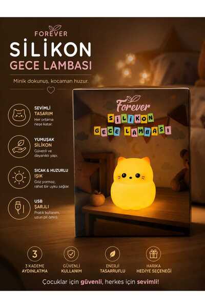 Forever Silikon Kedi Gece Lambası