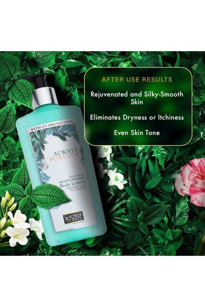 Shower Scents Always Forever Paraben-Free Moisturizing Body Lotion with Hyaluronic Acid, Pro-Vitamin B5, Vitamin E and UV Protection 312ml