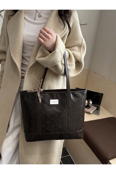 Take Two By Styli Coffee Brown Textured Shoulder Bag