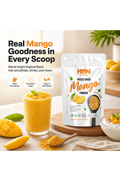 HON FOODS Freeze-Dried Mango Powder 100g - Made from 100% Thailand Nam Dok Ma...
