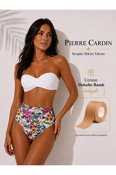 Pierre Cardin Straplez Bikini Takımı — Yüksek Bel, Push-Up Dolgulu -Urrenn Ba...