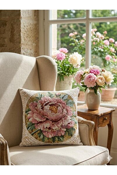 Believe MOZAIC FLORI DE BAZILICĂ ȚESUT DIN JACQUARD TAPISERIE DECORATIVĂ 45*45