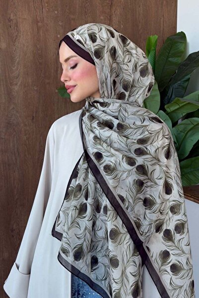 Hazamoda Feather Patterned Shawl Brown