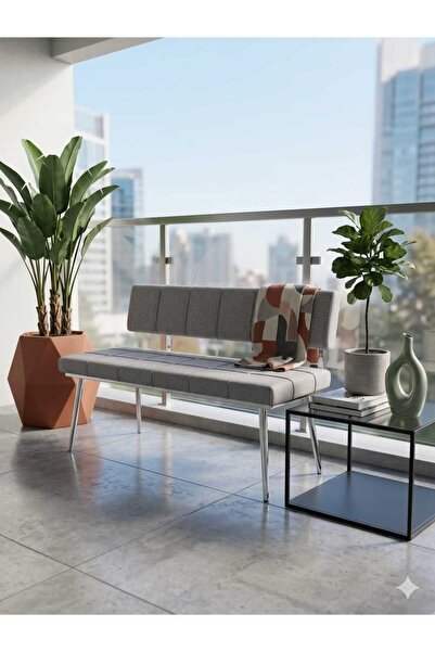 ÖZCAN METAL 120×45 Metal Ayaklı Kasalı Sırtlı Krom Mutfak Salon Antre Yatak O...